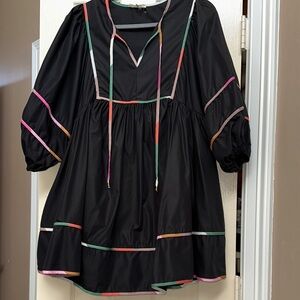 Entro Black Dress With Colorful Trim